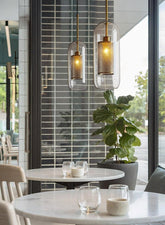 Industrial Glass Light Pendants with Round Spheres